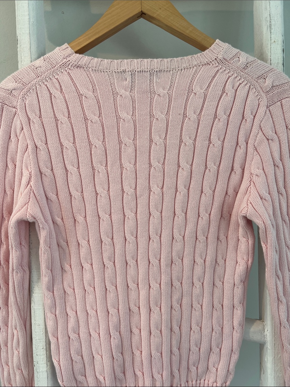 Ralph Lauren Pink iconic classic Cable-Knit Crewneck Sweater size small - Picture 8 of 8